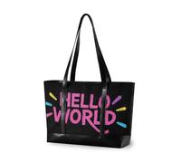 KLL Hello World Graffiti Style trendy computer bag con cerniera borse da lavoro Grande borsa per Viaggi Palestra Vacanza con pranzo bolsos segreto para mujeres