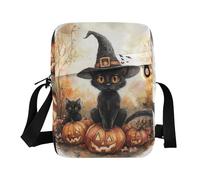 KLL Horror Halloween Gatto Nero carino messenger bag Vegan Cuoio Piccolo Crossbody Bag Per Le Donne Shopping Donna Borse A Tracolla