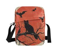 KLL Horror Halloween Ragnatela Corvi Albero Rami Gatto Nero Messenger bag per le donne crossbody in pelle vegana piccola borsa a tracolla donna viaggio signora borse a tracolla