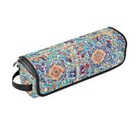 KLL Hot Hair Tools Borsa da viaggio e tappetino resistente al calore con cerniera, grande capacità, organizer per piastre da stiro, piastre, arricciacapelli, bohémien, vintage, stile mandala floreale