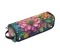 KLL Hot Hair Tools Borsa da viaggio e tappetino resistente al calore con cerniera, grande custodia da viaggio per arricciacapelli, piastra per capelli, asciugacapelli piatto, pittura con foglie
