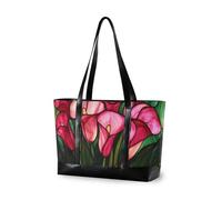 KLL Hot Pink Calla Lilies Stained Glass moderna grande borsa per laptop con cerniera borse per le donne tote professionale Grande Borsa per il volo con pranzo cartera para laptop de mujer