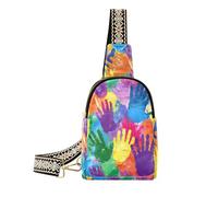 KLL Il marsupio alla moda di colore dell'arcobaleno della mano piccolo imballa il marsupio in pelle per le donne per l'escursionismo
