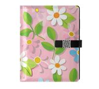 KLL In pelle foderato a righe notebook soggetto college a righe per diario portatile colorato floreale pesca verde 6,7 × 9,5 cm
