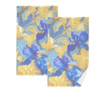 KLL Iriss Blu e Giallo Pittura a Olio Yoga Asciugamano in microfibra Asciugamani per il Bagno Moderni Asciugamani per il viso Palestra Asciugamano per il viso Asciugamano decorativo Cotone Set di 2