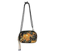 KLL Jack-o'-lantern - Borsa a tracolla per fotocamera da donna, con motivo floreale e zucca, con tracolla regolabile, per portare a spasso il cane