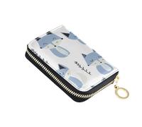 KLL Jon Klassen Style Fox Sky Blue Lavanda Bianco Portafoglio in pelle da donna con 2 slot per contanti RFID blocco porta carte da uomo con cerniera