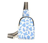 KLL La mucca alla moda stampa il cuoio blu pastello degli uomini della borsa dell'imbracatura per le donne antifurto per il viaggio
