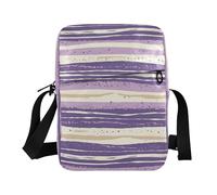 KLL Lavanda Viola Avorio Bianco Stripe Modello Doodle Art messenger bag carino Vegan Borsa a tracolla in pelle per donna Viaggio Donna Borse a tracolla