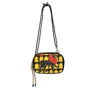 KLL Leo Lion Giallo Nero Piccola Borsa a Tracolla Nero per Uomo Impermeabile con Slot per Carte di Credito Borse Laterali Go Shopping