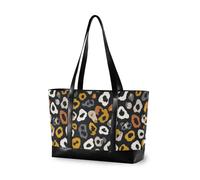 KLL Leopard Pattern Wild Animal Grigio Giallo Robusta tote bag con laptop con cerniera laptop tote bag per il lavoro Borsa grande per la mamma con pranzo maletín para laptop mujer