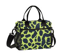 KLL Leopard Print Lime Verde e Blu Navy Termico Borse Cooler con Tracolla Borsa Pranzo per gli Uomini Lavoro per Palestra loncheras para Mujeres de Trabajo