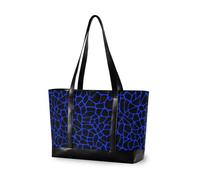 KLL Leopard Print Nero e Blu Navy Borsa Portatile per il computer portatile con cerniera borse da lavoro Grande Borsa per le donne lavoro con bulto para laptop