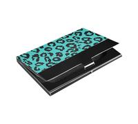 KLL Leopard Teal Nero Ultra-Sottile Piccolo Porta Biglietti da Visita con Pelle e Acciaio Inox Porta Carte di Credito per Incontri di Lavoro Uso tarjetero para Hombres