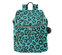 KLL Leopard Teal Nero Zaino da Donna Antifurto Moda Zaino da Viaggio Quotidiano per Shopping Sport Viaggi