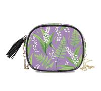 KLL Lilies and Ferns Purple West - Borsa a tracolla da uomo pratica con tracolla regolabile