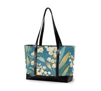 KLL Lily Of The Valley Sfondo Turchese Borse da lavoro di Grande Capacità per le donne tote con cerniera borse valigetta Grande Borsa per palestra con maletín para laptop mujer