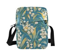 KLL Lily Of The Valley Sfondo turchese messenger bag carino Vegan Leather mens borsa a tracolla Casual Lady Borse a tracolla