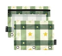 KLL Lime - verde stelle moderne tasche in tessuto per tre anelli raccoglitore tasche con impermeabile per esami casa viaggio carte di archiviazione