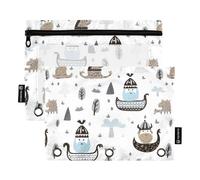 KLL Little Vikings, astuccio scandinavo alla moda, in plastica, per raccoglitori ad anelli, organizer con 3 fori, per cancelleria scolastica