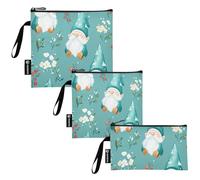 KLL Lovely Gnomes Teal 3-Pack riutilizzabile viaggio snack borse multiuso ragazze borse pranzo per articoli da viaggio, organizzazione casa