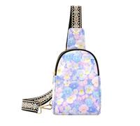 KLL Marsupio alla moda azzurro e rosa con fiori del viole del pensiero per marsupio nero antifurto per zaino da giorno