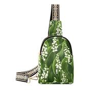 KLL Marsupio da donna alla moda chic verde Lily Of The Valley Flowers robusto nero fanny pack per il viaggio