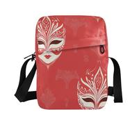 KLL Maschere Carnevale Rosso Ciliegia Messenger Bag Cuoio Vegano Piccola Borsa A Tracolla Per Le Donne Borsa A Tracolla Da Viaggio