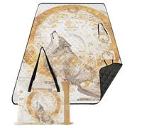 KLL Meccanico Cyber Style Lupo Musica Note Oro Impermeabile Picnic Tavolo Resistente all'acqua Portatile Play Mat per Erba Regalo di Estate cobijas para la playa