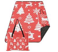 KLL Merry Christmas Bianco Fiocchi di Neve Alce Impermeabile Coperta Esterna Pieghevole Campeggio Esterna Stuoia di Pavimento per Terra Estate Regalo manta para pic nic