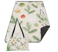 KLL Merry Christmas Green Holly Cestino da picnic impermeabile impermeabile per interni Tappetino da gioco portatile per adulti regalo estivo manta de picnic extra