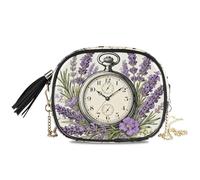 KLL Merry Christmas, orologio da tasca vintage, lavanda, mini borse a tracolla per donna, con cinturino regolabile, borsa a tracolla con data