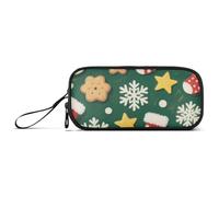 KLL Merry Christmas Red Christmas - Astuccio portapenne in nylon con calze natalizie ad alta capacità, astuccio per cancelleria per ragazze universitarie