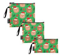 KLL Merry Christmas - Sacchetti multiuso riutilizzabili per panini, snack, caramelle, frutta, cereali, organizzazione della casa, confezione da 3