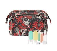 KLL Mexican Of The Dead White Skull Flowers Toiletry Bag Essentials Cosmetic Bag per borsa da donna portamonete per cosmetici articoli da toeletta