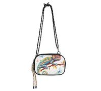 KLL Mini borsa a tracolla bianca con rettile camaleonte cartone animato per uomo bellezza con cinturino regolabile in nylon piccola borsa a tracolla per telefono Fai una passeggiata