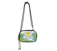 KLL Mini borsa a tracolla da donna con rana e giglio dei cartoni animati, comoda borsa a tracolla con cinturino regolabile per portare un pasto