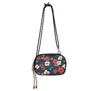 KLL Mini borsa a tracolla da donna con sfondo blu fiori arancioni impermeabile con tracolla regolabile piccola borsa a tracolla Take a walk