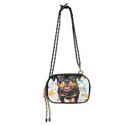 KLL Mini borse a tracolla da uomo con simpatico Rottweiler Dog alla moda con scomparti per carte di credito sopra la borsa a tracolla per avere un pasto