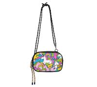 KLL Mini borse a tracolla da uomo con unicorni carini e colorati alla moda con scomparti per carte di credito mini borsa a tracolla per avere un pasto