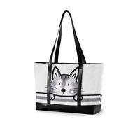 KLL Minimalista Stick Figure Cat Bianco Impermeabile donne laptop tote tote con cerniera tote bag con cerniera Grande borsa per Viaggi Piscina Nuotare Spiaggia Vacanza Necessities con pannolino