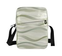 KLL Minimalista Verde Linea Ondulata Modello Messenger Bag Cute Vegan Borsa a tracolla in Pelle Degli Uomini Casual Borsa Da Viaggio