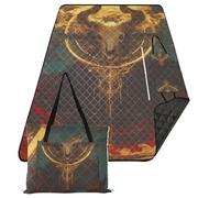 KLL Misterioso Toro Teschio Stile Tribale Rosso Impermeabile Outdoor Mat Erba Resistente all'acqua Campeggio Tappetino per Famiglia Coppie Regalo manta de picnic extra