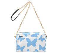 KLL Moda Blu Farfalla Bianca Moda Piccola Borsa A Tracolla Donna In Pelle Vegana Borsa A Tracolla Impermeabile Borse A Tracolla