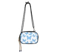 KLL Moda Blu Farfalla Bianca Piccola Crossbody Bag per Uomo Comfort con Cinghia Regolabile Borse Laterali Per Escursioni Viaggi