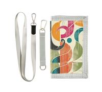 KLL Modelli musicali Vintage Geometrico Astrazione Trifold Portafoglio da uomo Regali per Giovani Unico Colorato Billfold Portafoglio con cordino