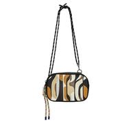 KLL Modello astratto di strisce marrone nero borsa laterale Crossbody moda donna con slot per carte di credito nylon piccola borsa a tracolla per telefono a tracolla camminare il cane
