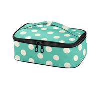 KLL Moderno Bianco Rotondi Dots Teal Progettato Lunch Tote Bag Impermeabile Piccolo Lunch Box per gli Uomini con Maniglia Bolsa de lonchera para Mujer