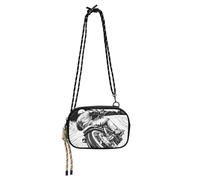 KLL Motociclista sta cavalcando bici classica nero bianco antifurto borsa a tracolla donna pratica con slot per carte di credito borse laterali per escursioni viaggi