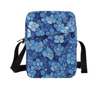 KLL Multi-blu Fiori messenger bag per le donne Vegan Leather mens crossbody bag piccola borsa a tracolla da viaggio borsa a tracolla per il viaggio